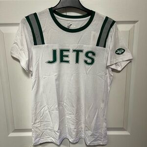 G-III Official NFL Women's White and Green Jets Short Sleeve Tee | Size LG